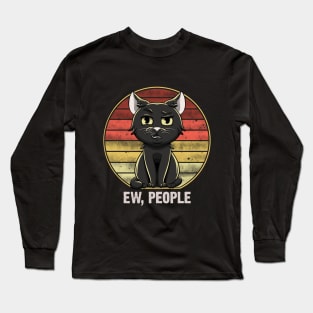 Ew People Black Cat Vintage Retro sunset Long Sleeve T-Shirt